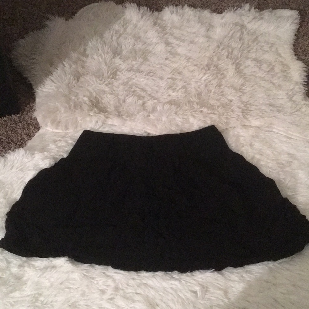 Black flare mini skirt